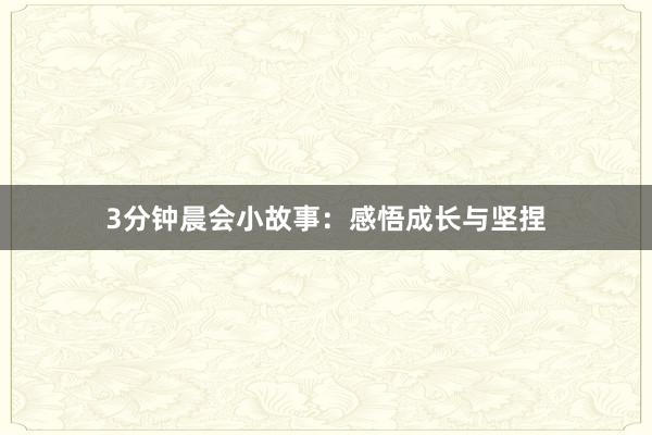 3分钟晨会小故事：感悟成长与坚捏